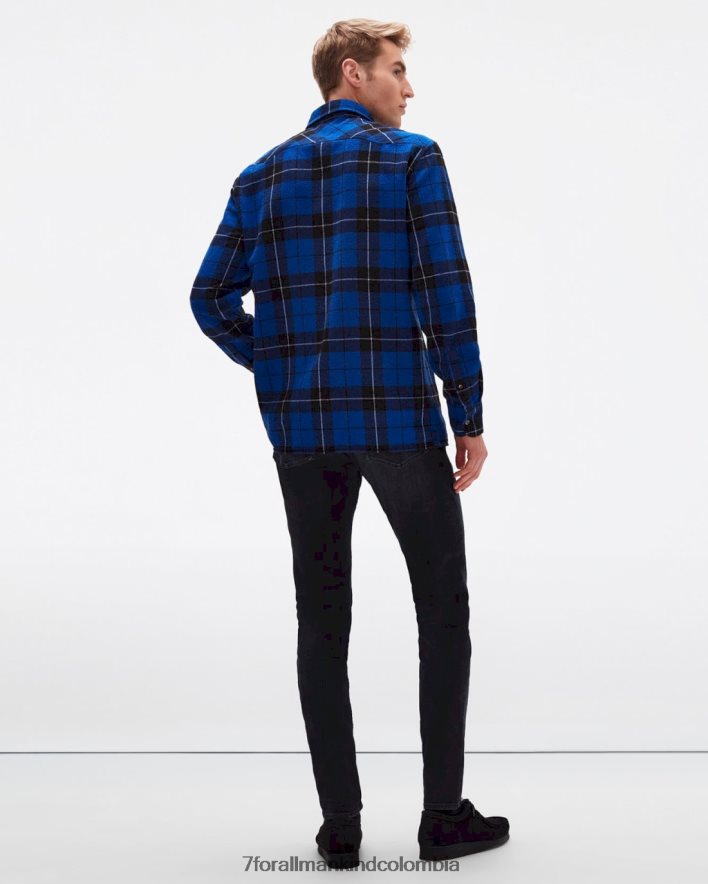 vestir 7 for All Mankind sobrecamisa estilo western a cuadros azul eléctrico JBNRD709
