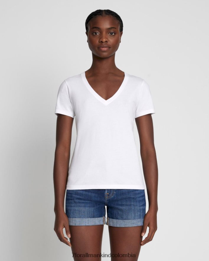 vestir 7 for All Mankind Camiseta blanca óptica con cuello en V Easy de algodón Pima JBNRD342