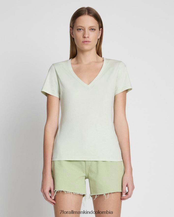 vestir 7 for All Mankind Camiseta color espuma de mar fácil con cuello en V de algodón pima JBNRD389