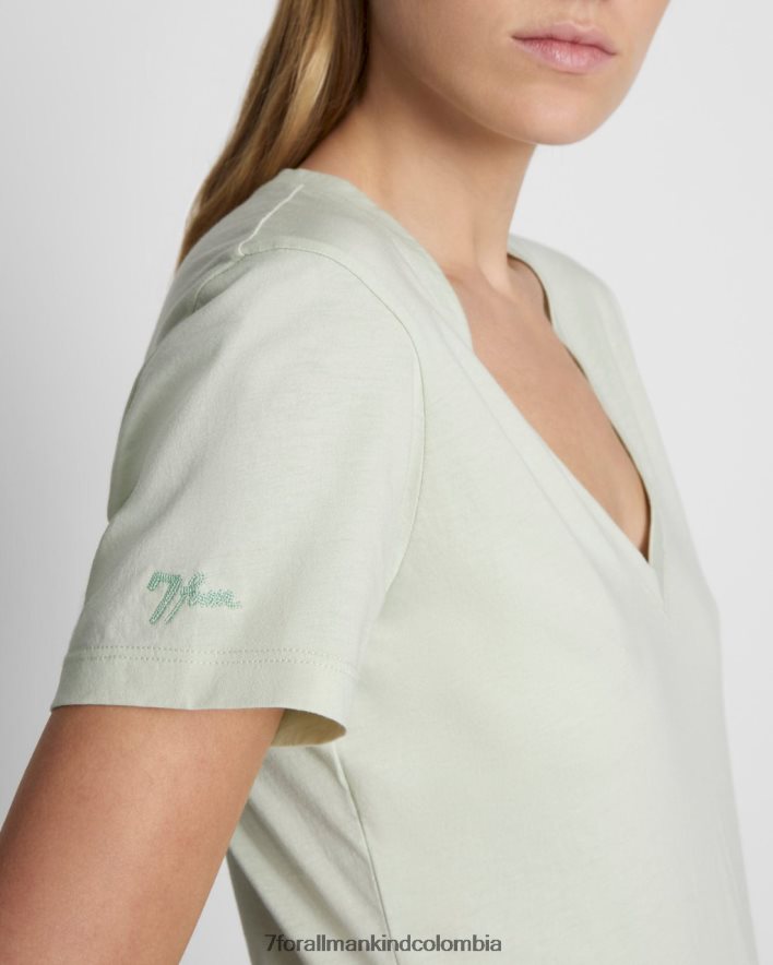 vestir 7 for All Mankind Camiseta color espuma de mar fácil con cuello en V de algodón pima JBNRD389