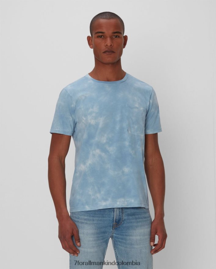 vestir 7 for All Mankind Camiseta con bolsillo teñida de nubes en azul cielo JBNRD768