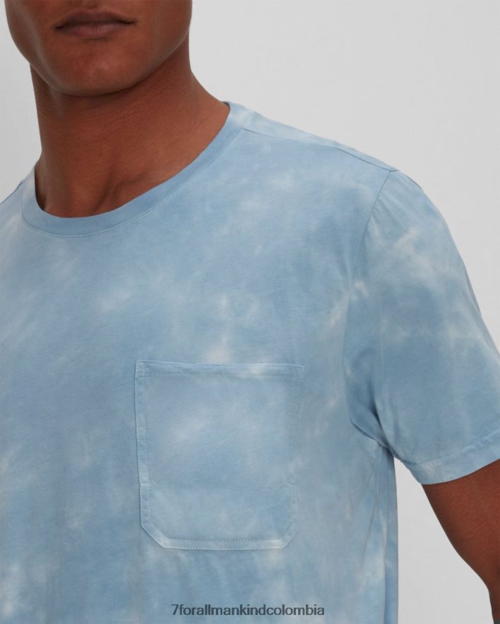 vestir 7 for All Mankind Camiseta con bolsillo teñida de nubes en azul cielo JBNRD768