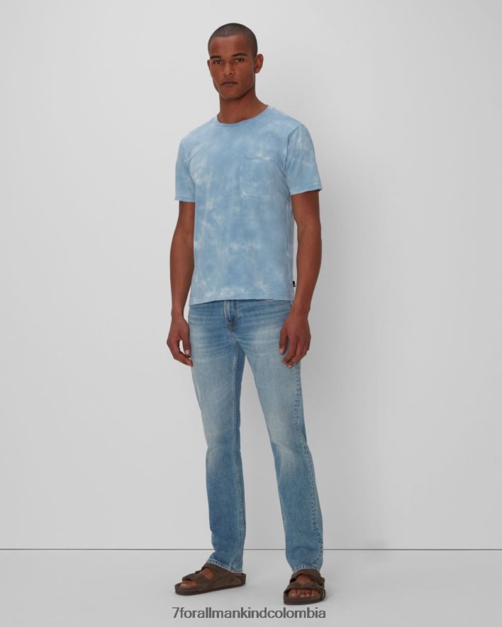vestir 7 for All Mankind Camiseta con bolsillo teñida de nubes en azul cielo JBNRD768