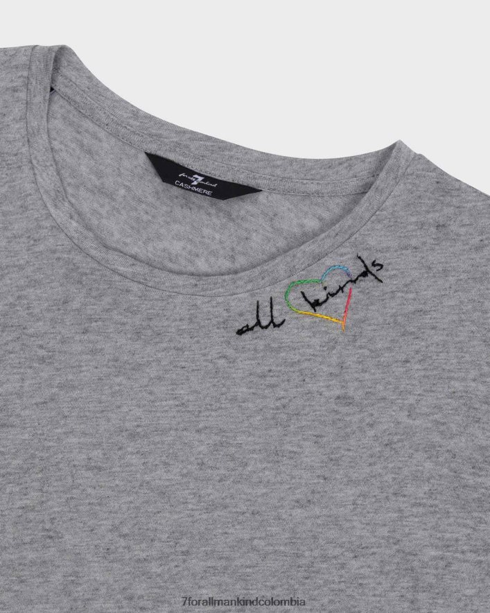 vestir 7 for All Mankind Camiseta gris melange de mezcla de cachemir All Types JBNRD754