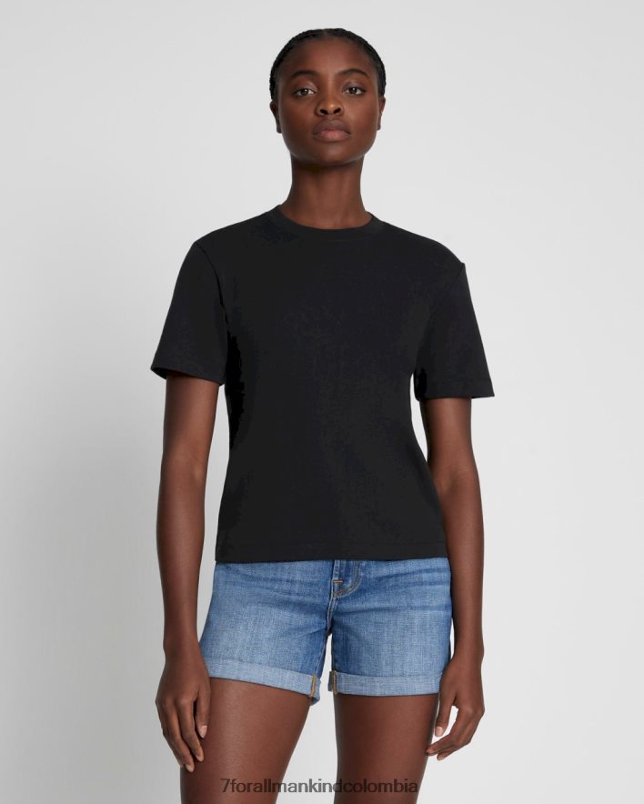 vestir 7 for All Mankind Camiseta negra con cuello redondo para uso diario JBNRD350