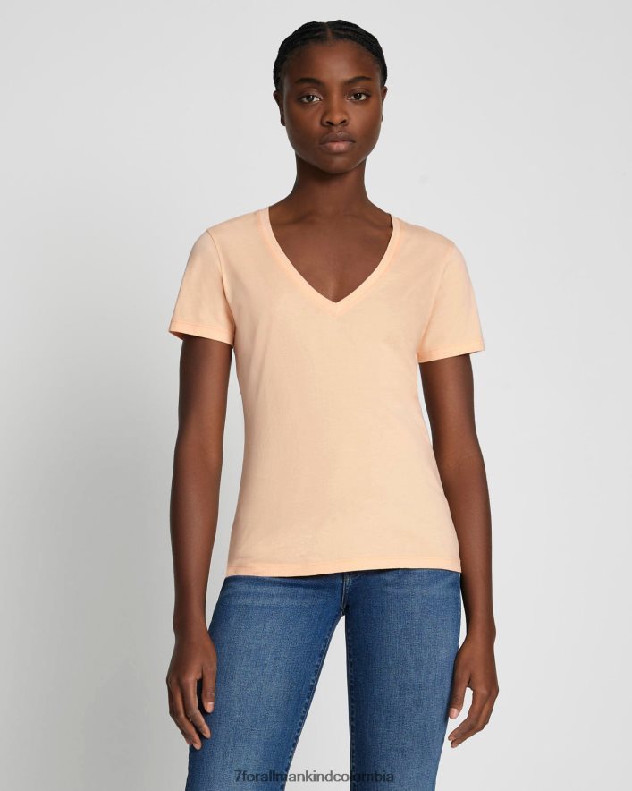 vestir 7 for All Mankind Camiseta sencilla de algodón pima con cuello en V en Prairie Sunset JBNRD388