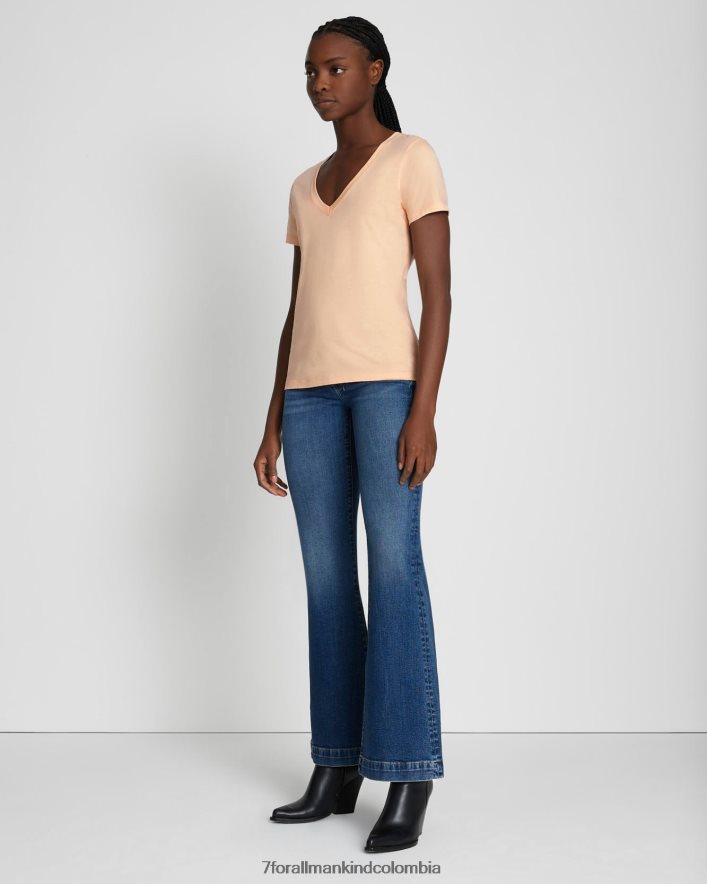 vestir 7 for All Mankind Camiseta sencilla de algodón pima con cuello en V en Prairie Sunset JBNRD388