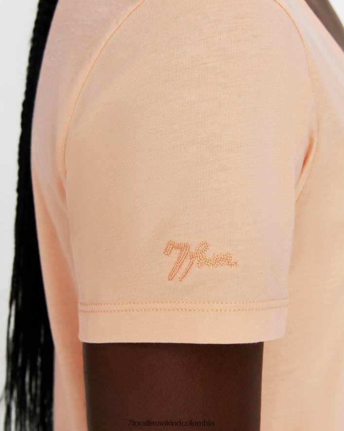 vestir 7 for All Mankind Camiseta sencilla de algodón pima con cuello en V en Prairie Sunset JBNRD388