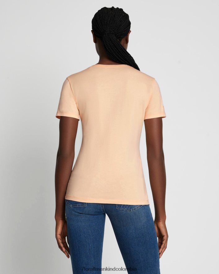 vestir 7 for All Mankind Camiseta sencilla de algodón pima con cuello en V en Prairie Sunset JBNRD388