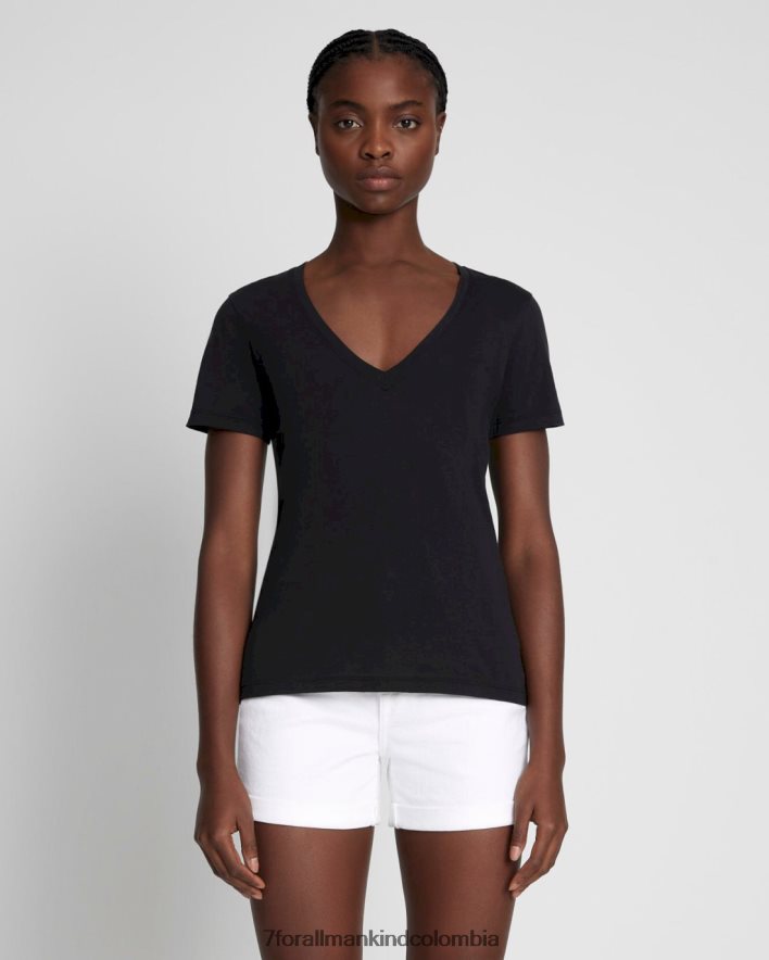 vestir 7 for All Mankind Camiseta sencilla de algodón pima con cuello en V y noche sin luna JBNRD341