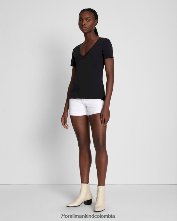 vestir 7 for All Mankind Camiseta sencilla de algodón pima con cuello en V y noche sin luna JBNRD341