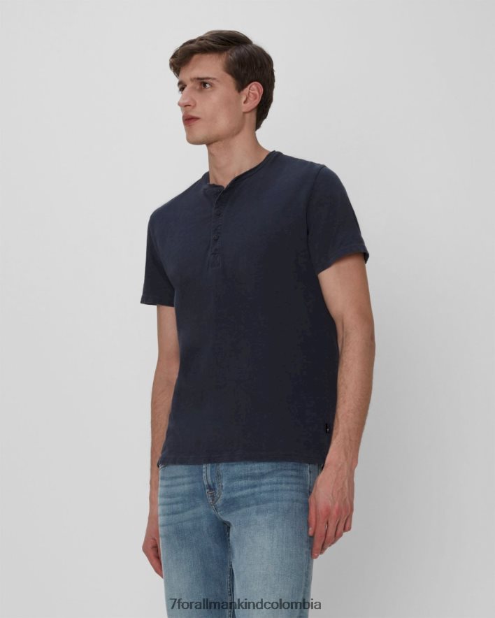 vestir 7 for All Mankind Henley de manga corta en azul marino JBNRD763
