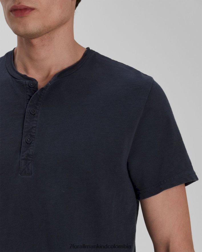 vestir 7 for All Mankind Henley de manga corta en azul marino JBNRD763