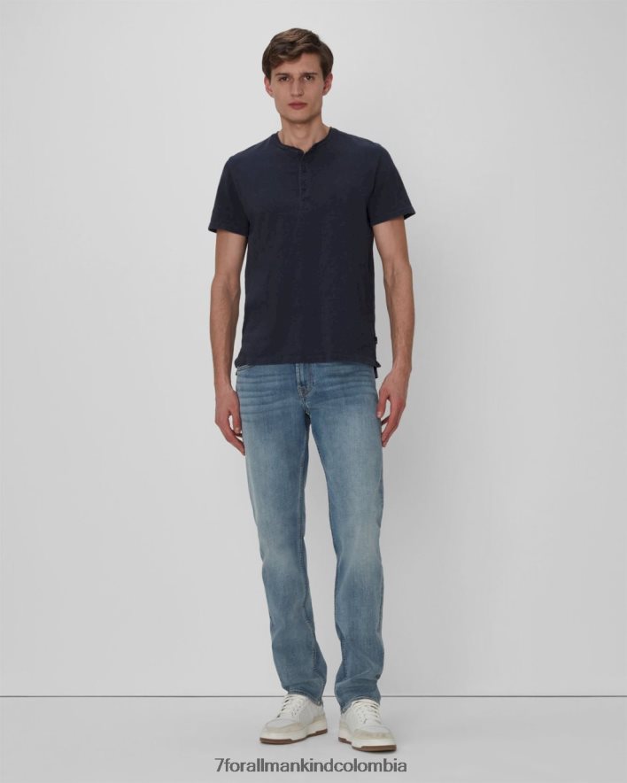 vestir 7 for All Mankind Henley de manga corta en azul marino JBNRD763