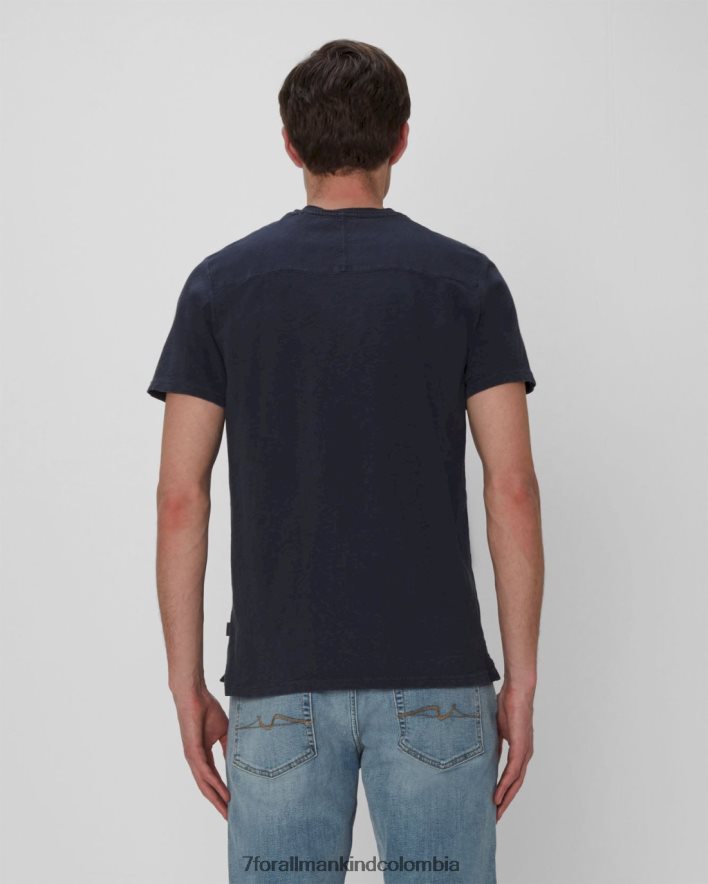 vestir 7 for All Mankind Henley de manga corta en azul marino JBNRD763