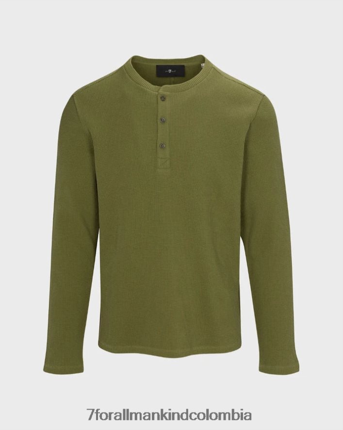 vestir 7 for All Mankind Henley de manga larga en el ejército. JBNRD760
