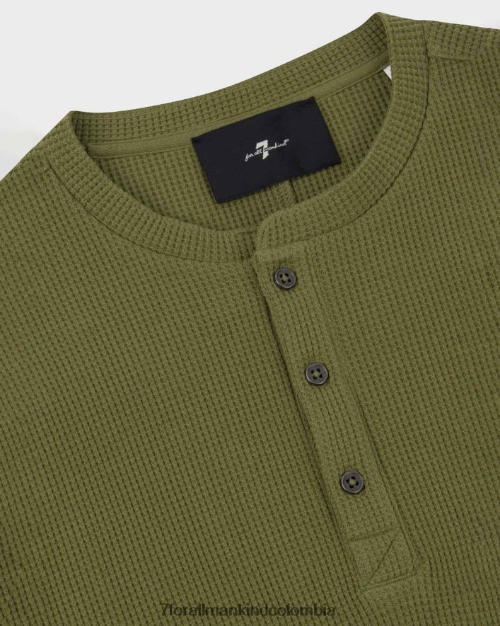 vestir 7 for All Mankind Henley de manga larga en el ejército. JBNRD760