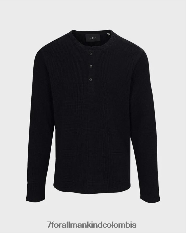 vestir 7 for All Mankind Henley de manga larga en negro JBNRD755