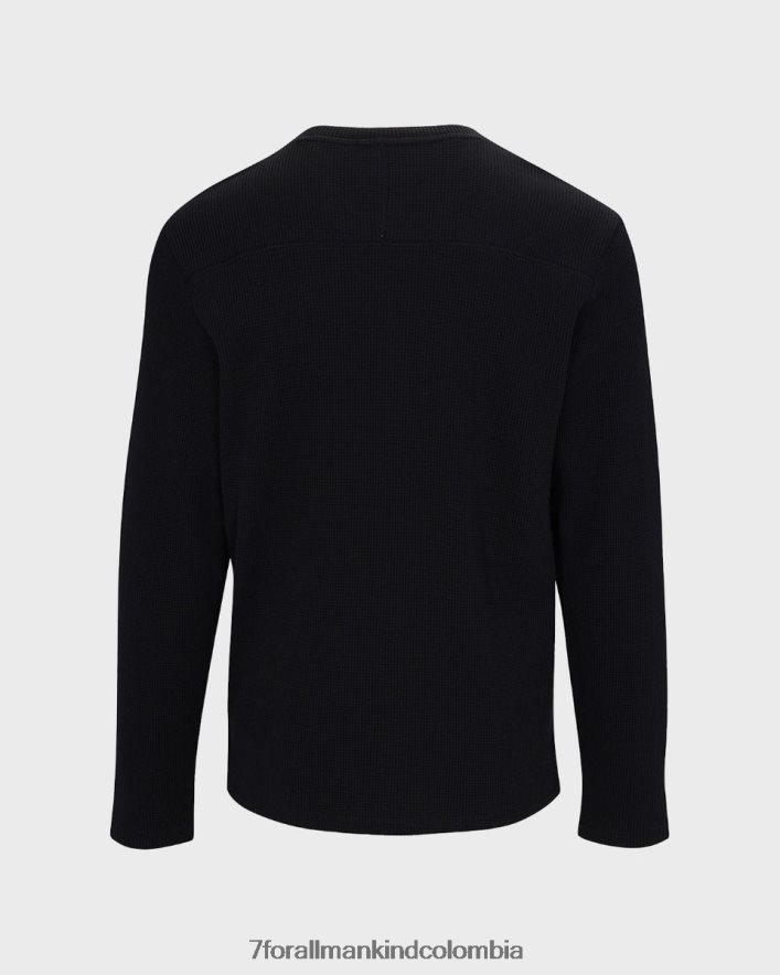 vestir 7 for All Mankind Henley de manga larga en negro JBNRD755