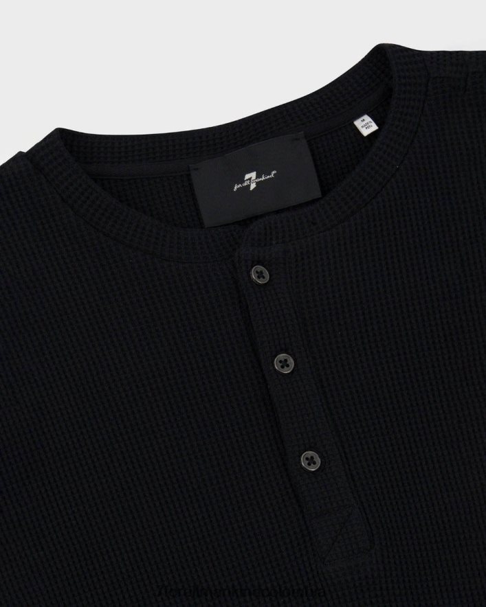 vestir 7 for All Mankind Henley de manga larga en negro JBNRD755