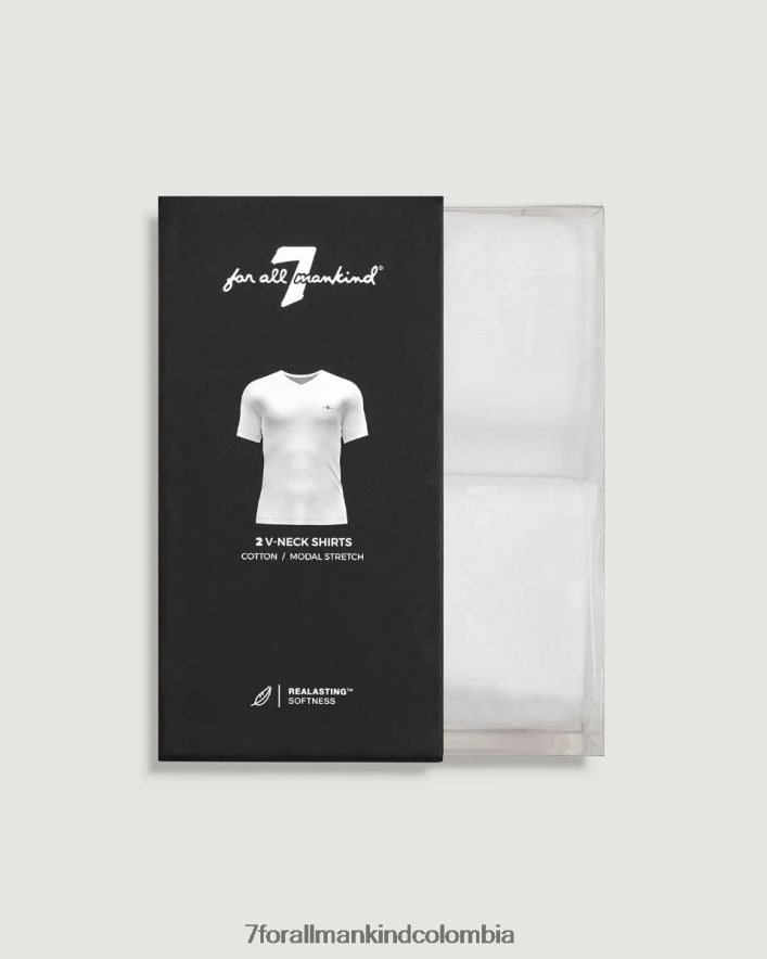 vestir 7 for All Mankind Pack de 2 camisetas blancas con cuello en V JBNRD746