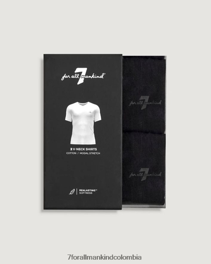 vestir 7 for All Mankind Pack de 2 camisetas negras con cuello en V JBNRD748