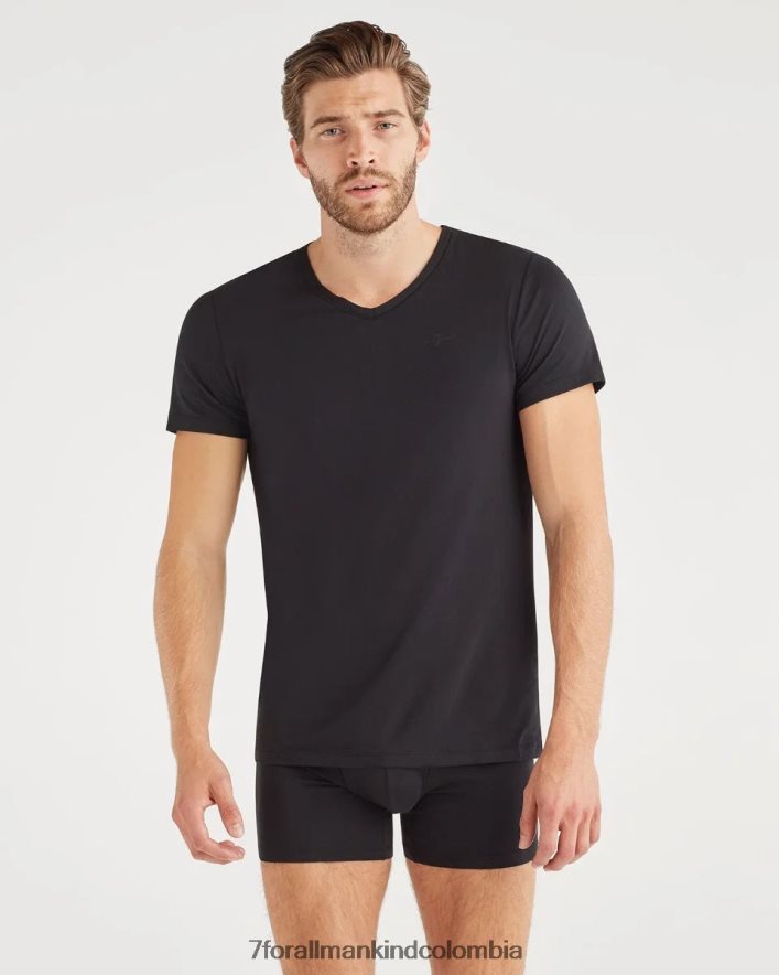 vestir 7 for All Mankind Pack de 2 camisetas negras con cuello en V JBNRD748