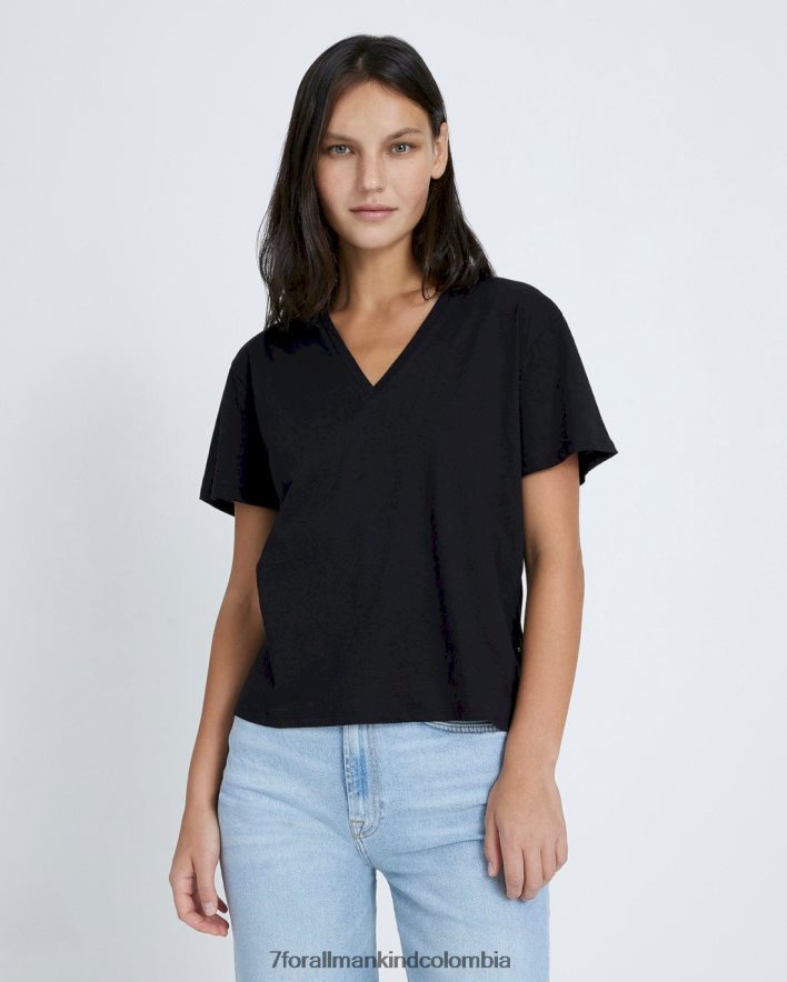vestir 7 for All Mankind camiseta con cuello en v en negro JBNRD349
