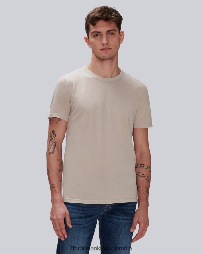 vestir 7 for All Mankind camiseta de algodón pluma en color sésamo JBNRD739