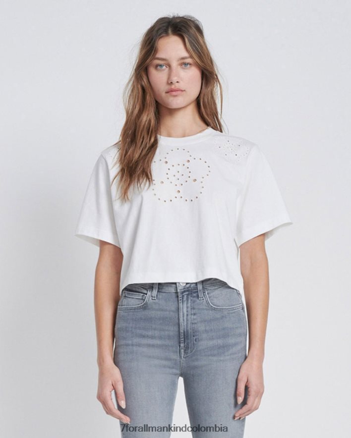 vestir 7 for All Mankind camiseta de novia con ojales en blanco óptico JBNRD379