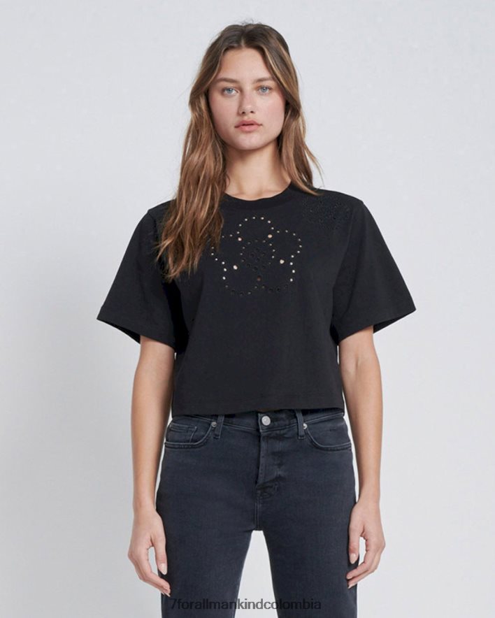 vestir 7 for All Mankind camiseta de novia con ojales en color azabache JBNRD361