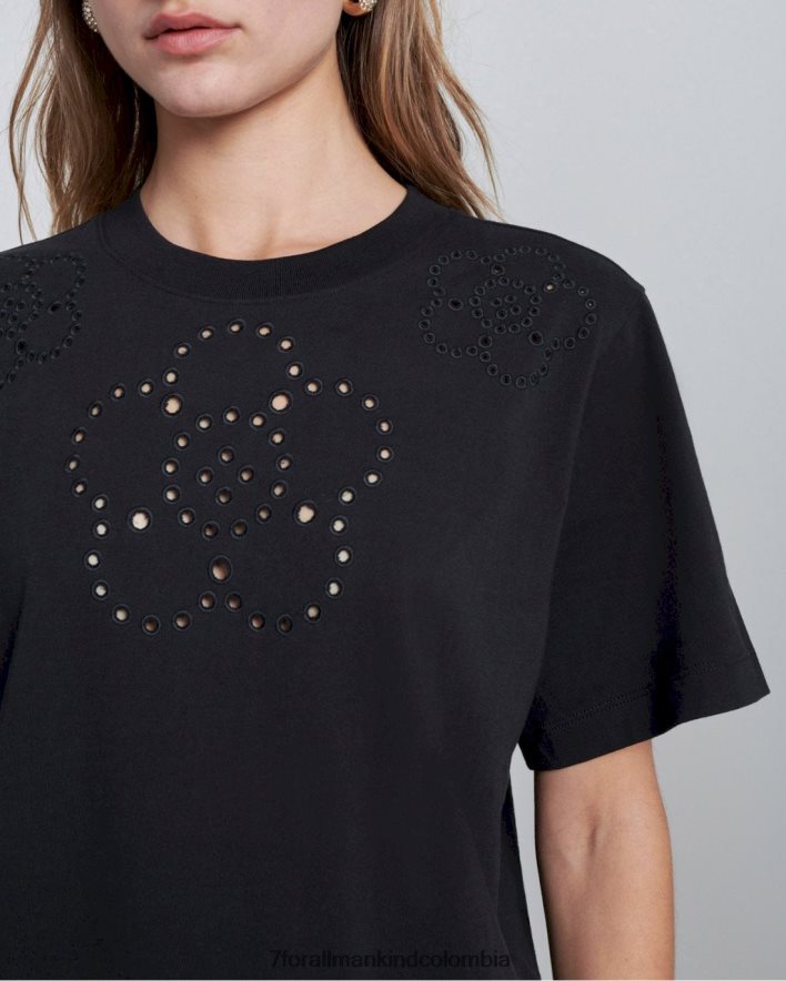 vestir 7 for All Mankind camiseta de novia con ojales en color azabache JBNRD361
