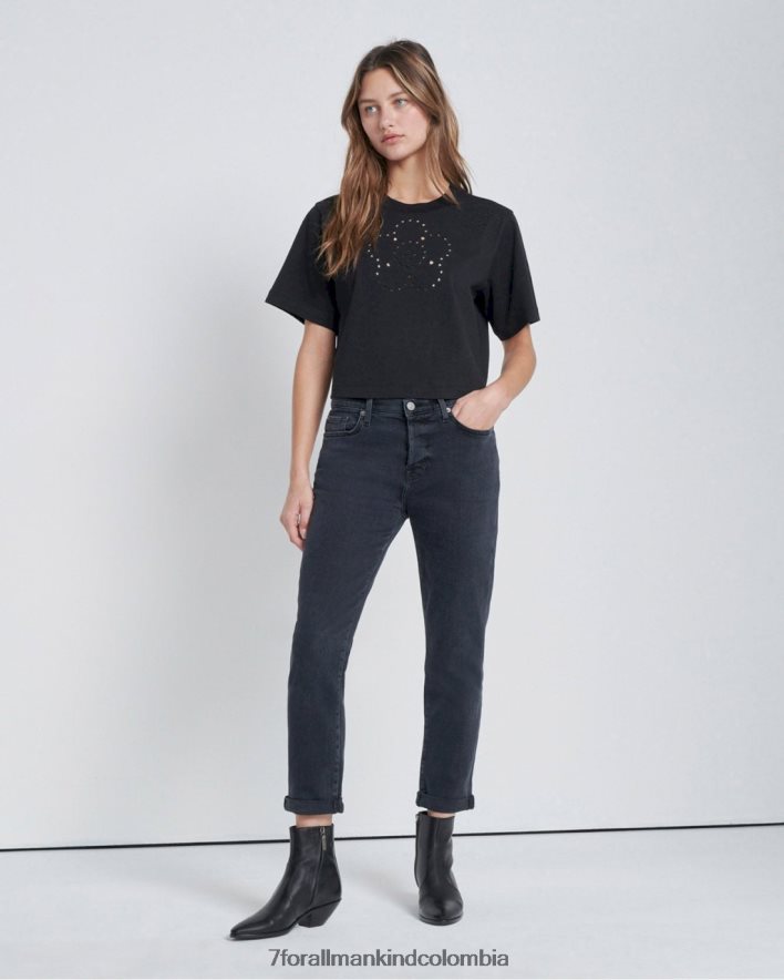 vestir 7 for All Mankind camiseta de novia con ojales en color azabache JBNRD361