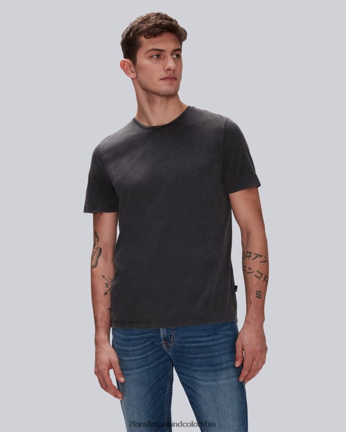 vestir 7 for All Mankind camiseta negra desteñida por el sol JBNRD758