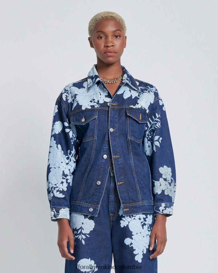 vestir 7 for All Mankind Chaqueta estilo camionero con diseño floral teaparty oscuro de Easy JBNRD237