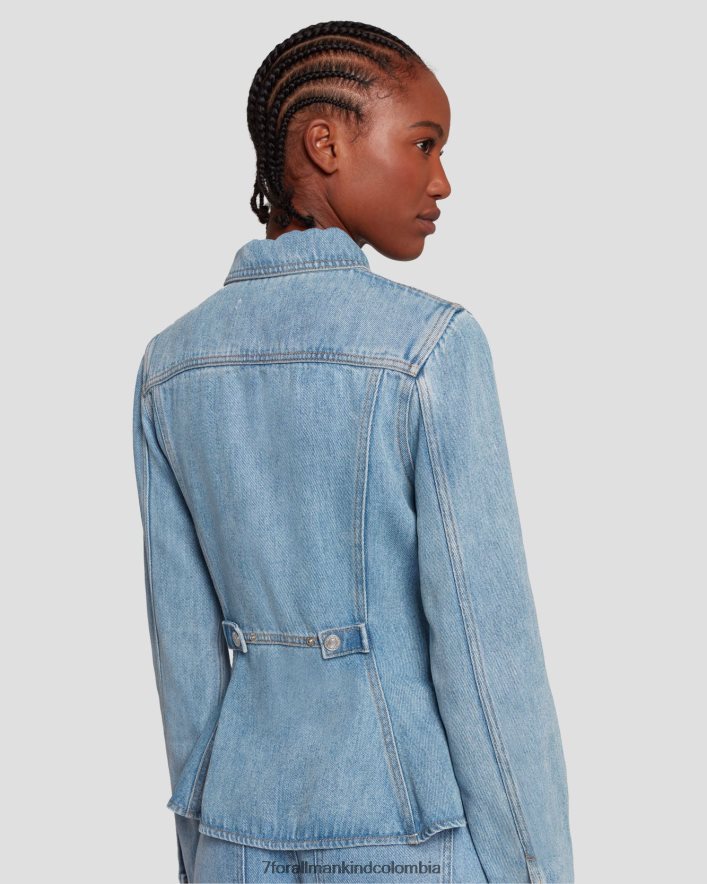 vestir 7 for All Mankind Chaqueta estilo camionero de mezclilla brillante en azul volcán JBNRD137
