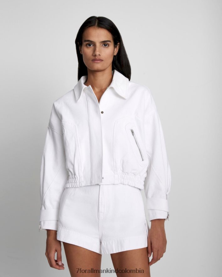vestir 7 for All Mankind chaqueta bomber corta en blanco brillante JBNRD124