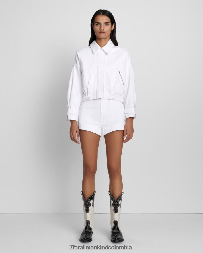 vestir 7 for All Mankind chaqueta bomber corta en blanco brillante JBNRD124