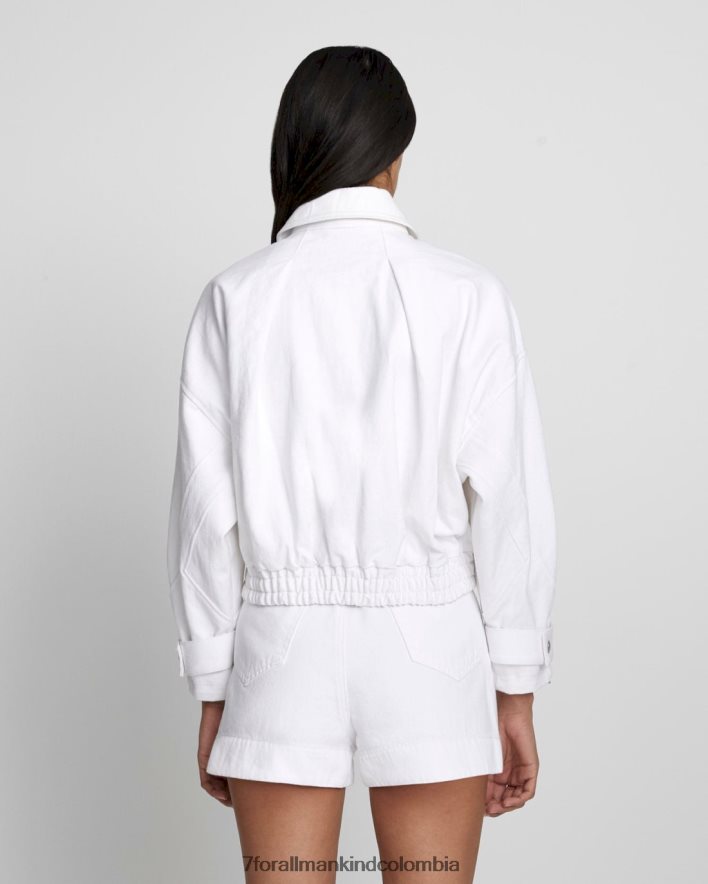 vestir 7 for All Mankind chaqueta bomber corta en blanco brillante JBNRD124