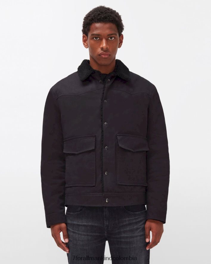 vestir 7 for All Mankind chaqueta estilo camionero estilo western en negro JBNRD679
