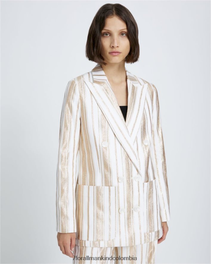 vestir 7 for All Mankind Americana brillante a rayas color crema y doradas JBNRD462