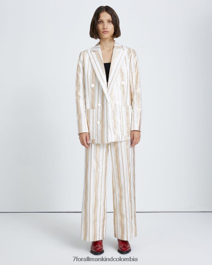 vestir 7 for All Mankind Americana brillante a rayas color crema y doradas JBNRD462