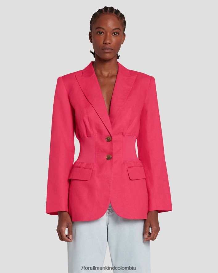 vestir 7 for All Mankind Americana de lino con cintura ceñida en color geranio JBNRD448