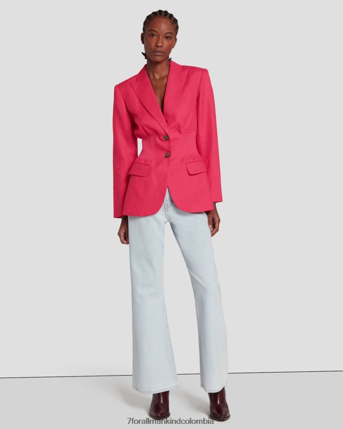vestir 7 for All Mankind Americana de lino con cintura ceñida en color geranio JBNRD448