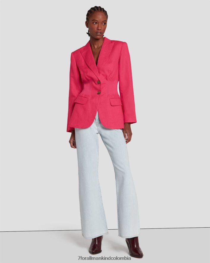 vestir 7 for All Mankind Americana de lino con cintura ceñida en color geranio JBNRD448