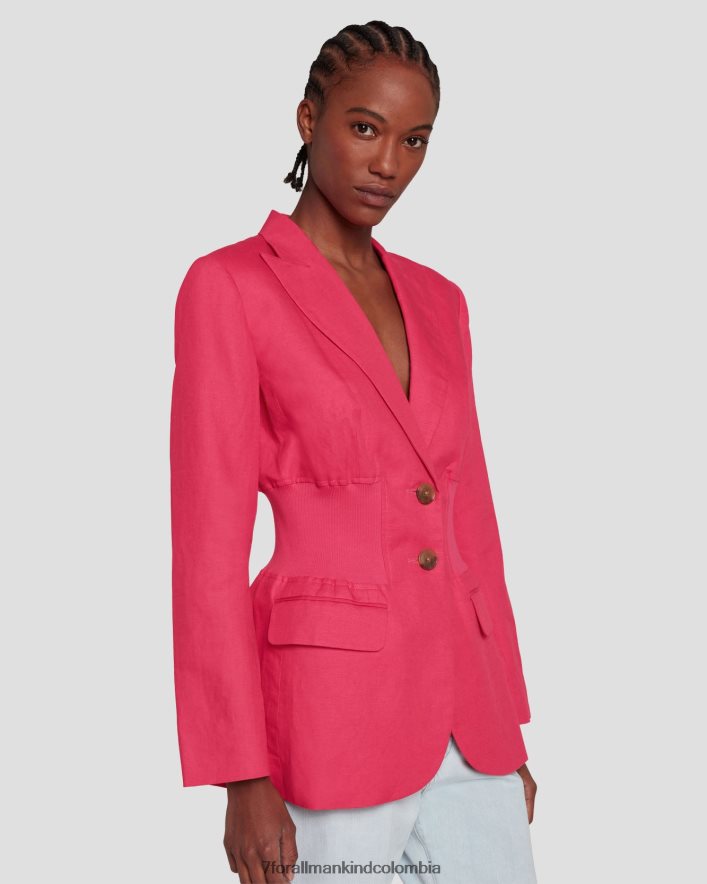 vestir 7 for All Mankind Americana de lino con cintura ceñida en color geranio JBNRD448