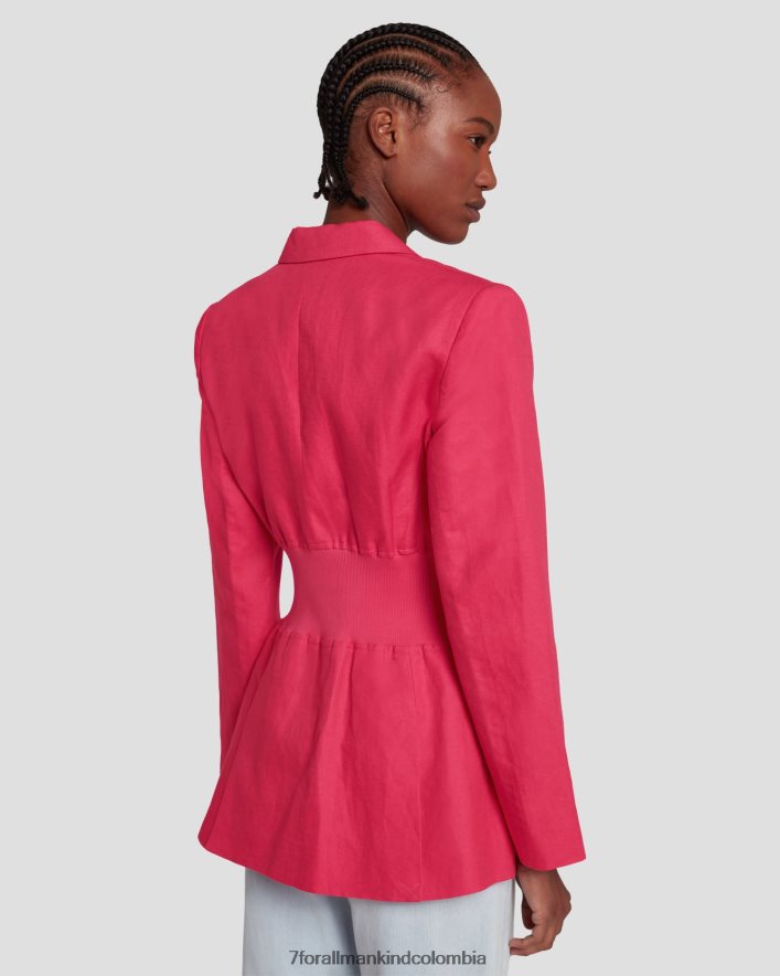 vestir 7 for All Mankind Americana de lino con cintura ceñida en color geranio JBNRD448