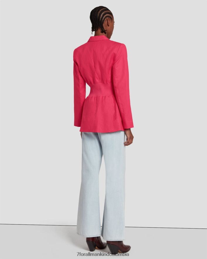 vestir 7 for All Mankind Americana de lino con cintura ceñida en color geranio JBNRD448