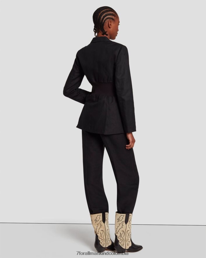 vestir 7 for All Mankind Americana de lino con cintura ceñida en negro JBNRD449
