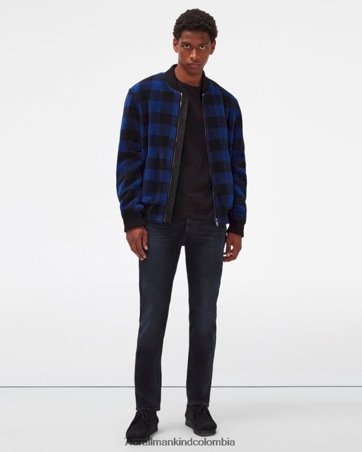 vestir 7 for All Mankind Bomber sherpa a cuadros azul eléctrico JBNRD828